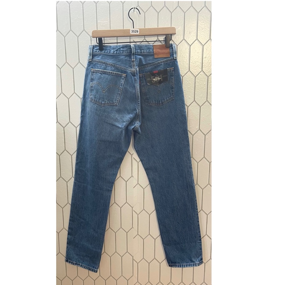 High-Rise Distressed Straight Leg Jeans - Blue - Picture 7 of 14